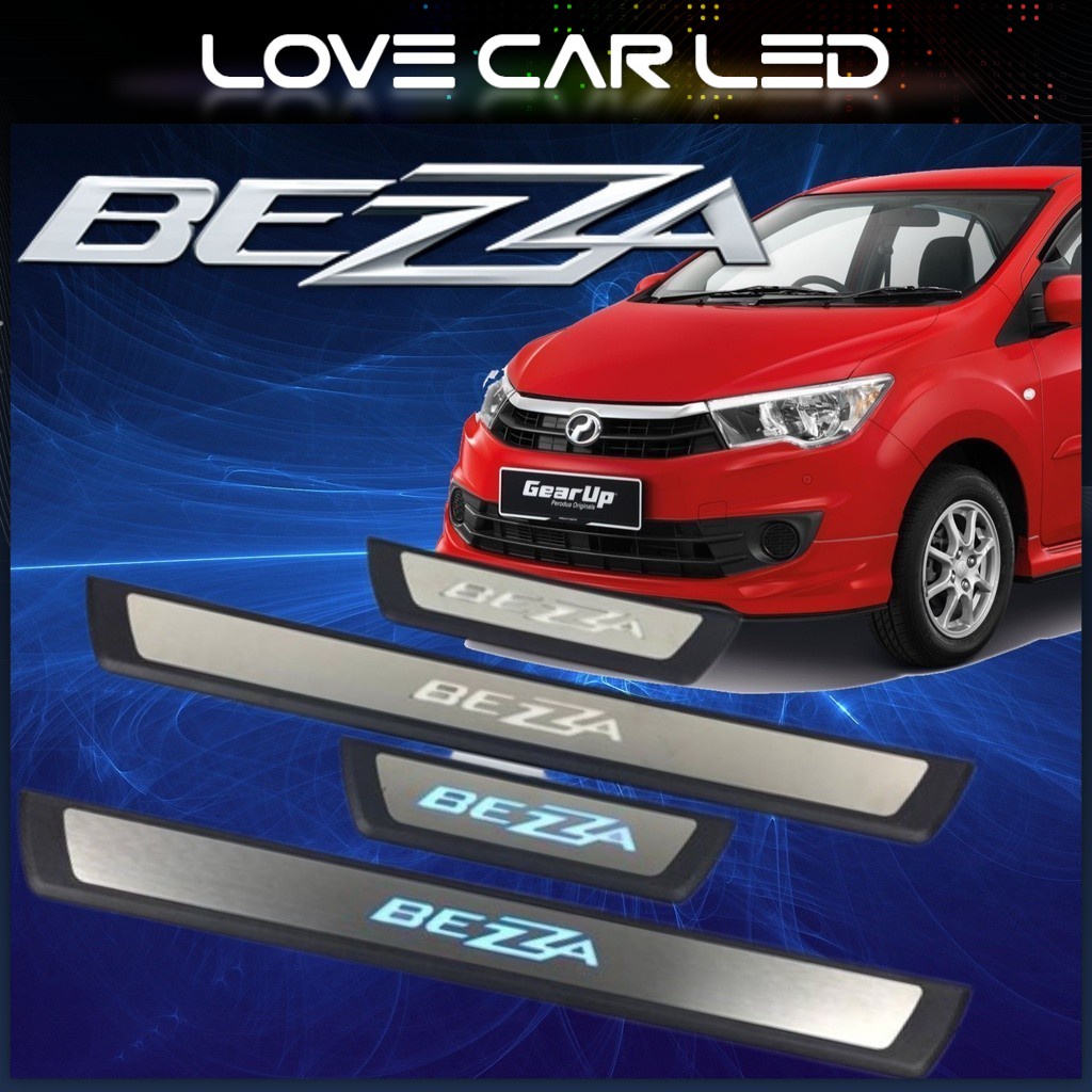 Perodua Bezza Side Steel Plate/Door Side Step With Led Blue 4Pcs ...