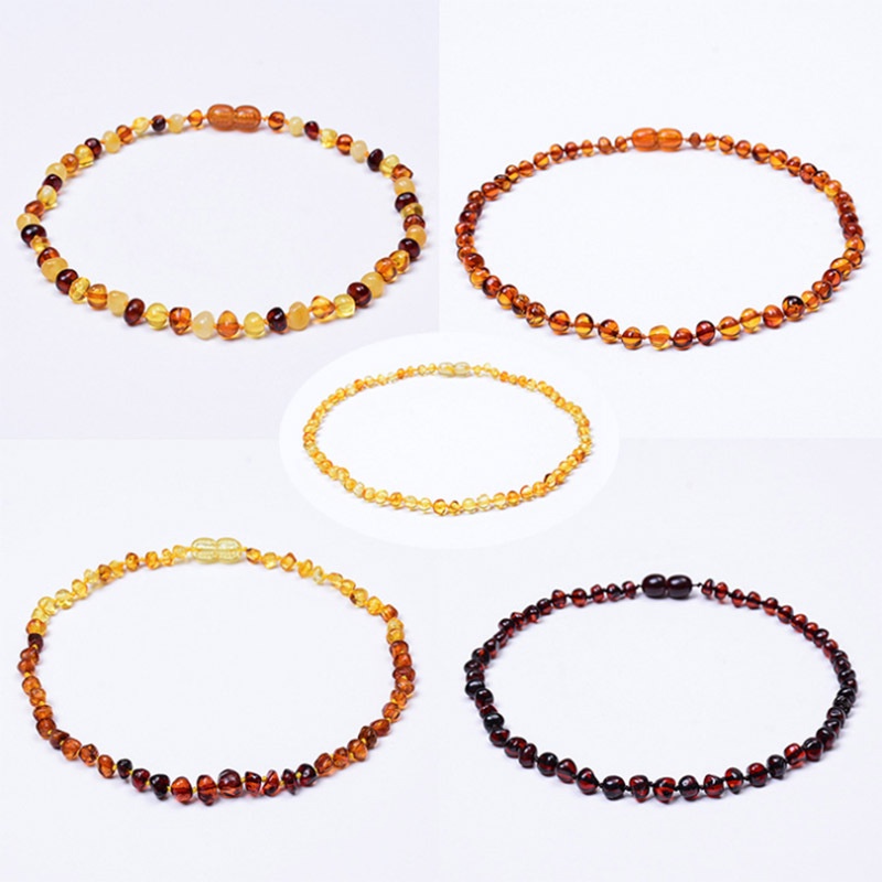 Baltic Amber Necklace Polished baroque style beads Cognac Genuine amber