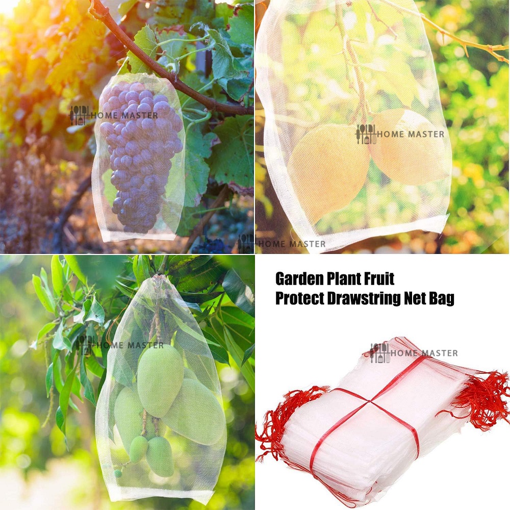 Fruit Protection Net Bags with Drawstring Cover Mesh Pouch Nylon Garden ...