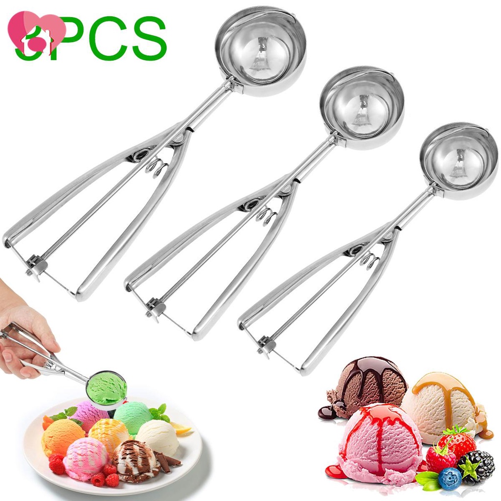 3pcs Ice Cream Scoop Set Stainless Steel Cookie Scooper Ergonomic Ice Cream Scoops Shopskc3080 5359