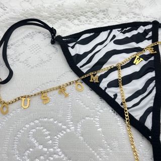 Name Custom Waist Chain】 Haokai Women's Fashion Stainless Steel Letter  Pendant Thong Underpants Custom Waist Chain Thong Chain Accessories