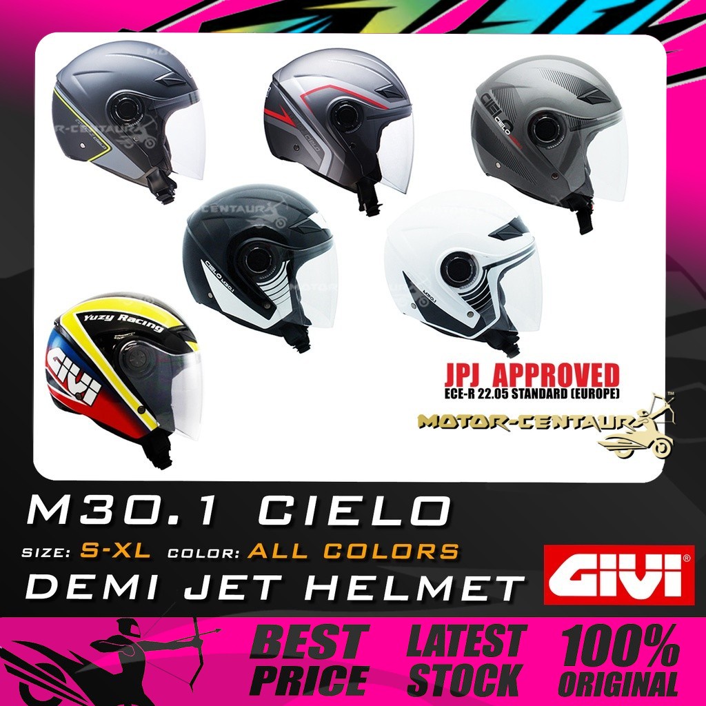 TOPI KELEDAR GIVI JET HELMET M30.1 CIELO MOD ICE WHITE, MATT BLACK