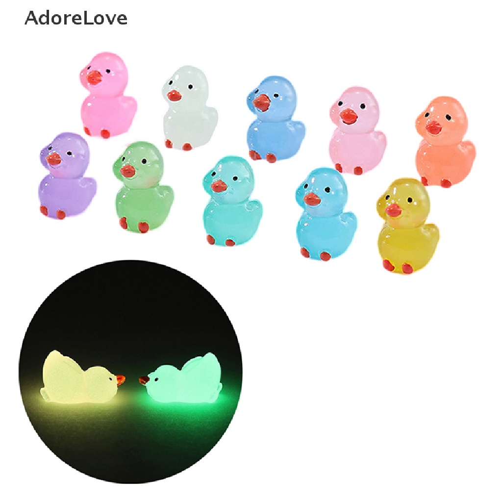 Adl 10pcs Mini Luminous Resin Ducks Glow In The Dark Miniature Ornament Tiny Ducks For Diy 6580