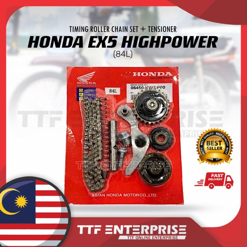 HONDA EX5 HIGHPOWER TIMING ROLLER CHAIN SET + TENSIONER (84L) HONDA GP ...