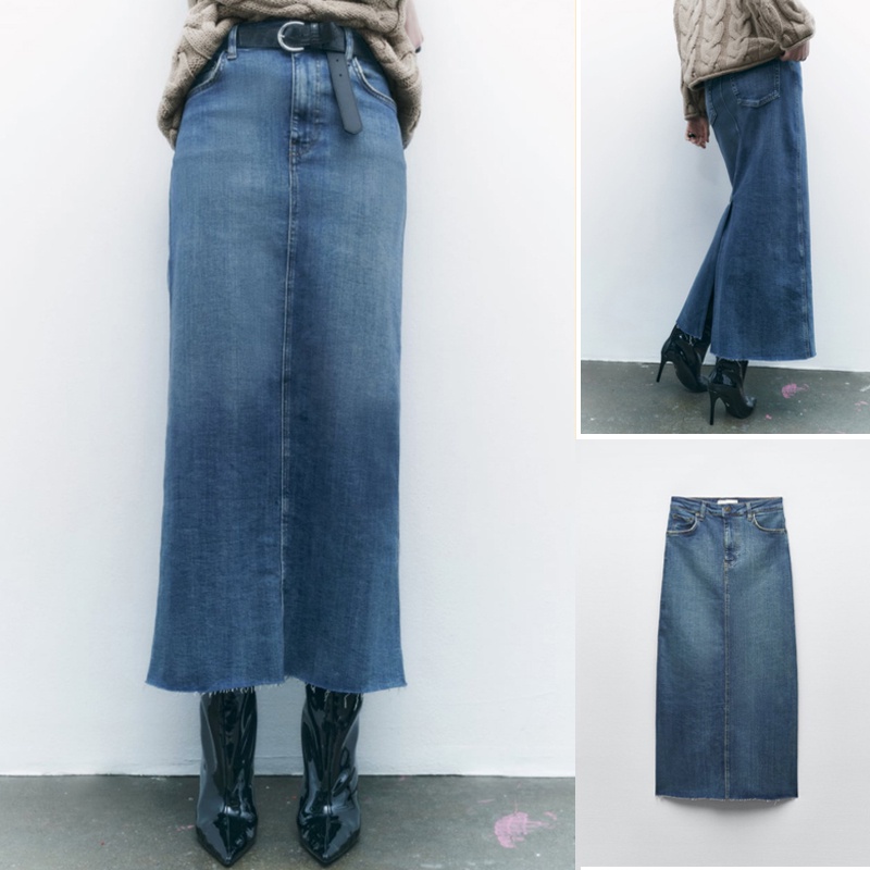 High waisted hotsell jean skirt zara