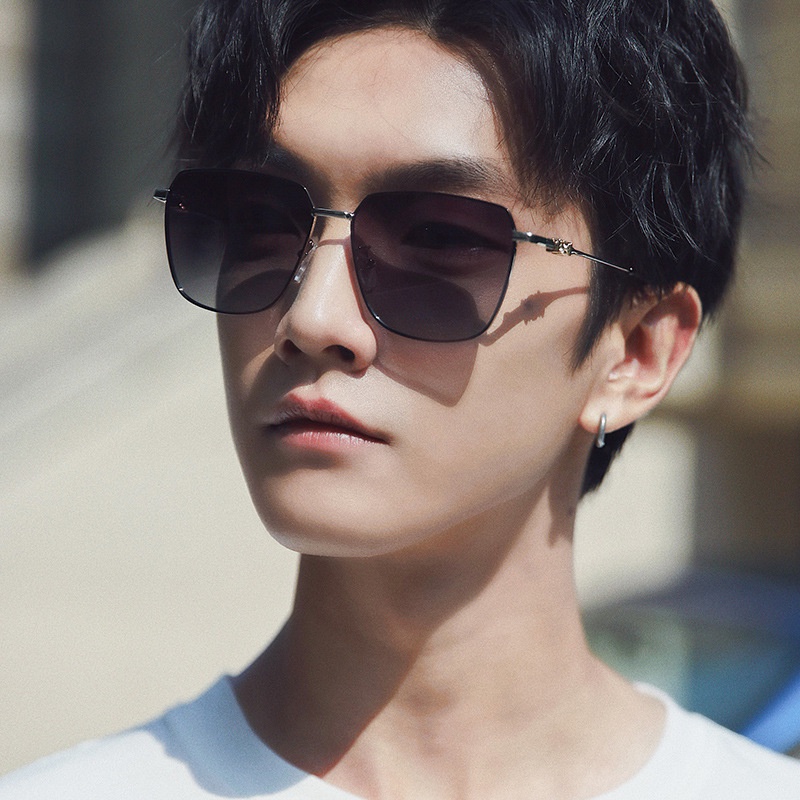 Saashi Rectangle Metal Frame Polarized Sunglasses Men Brand Designer Color Changing Driving.
