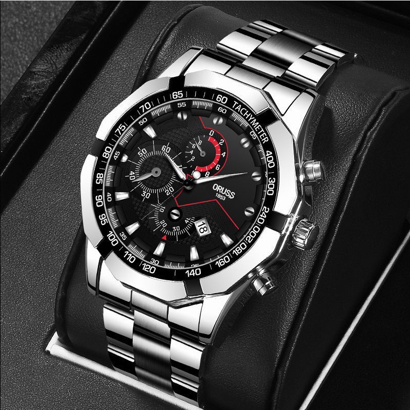 ORUSS Men's Watches Original Stainless Steel Diving Sports Waterproof