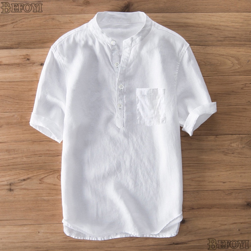 🇲🇾 Local Delivery😎 Men's Shirt Linen Kemeja Lelaki Casual T shirts ...