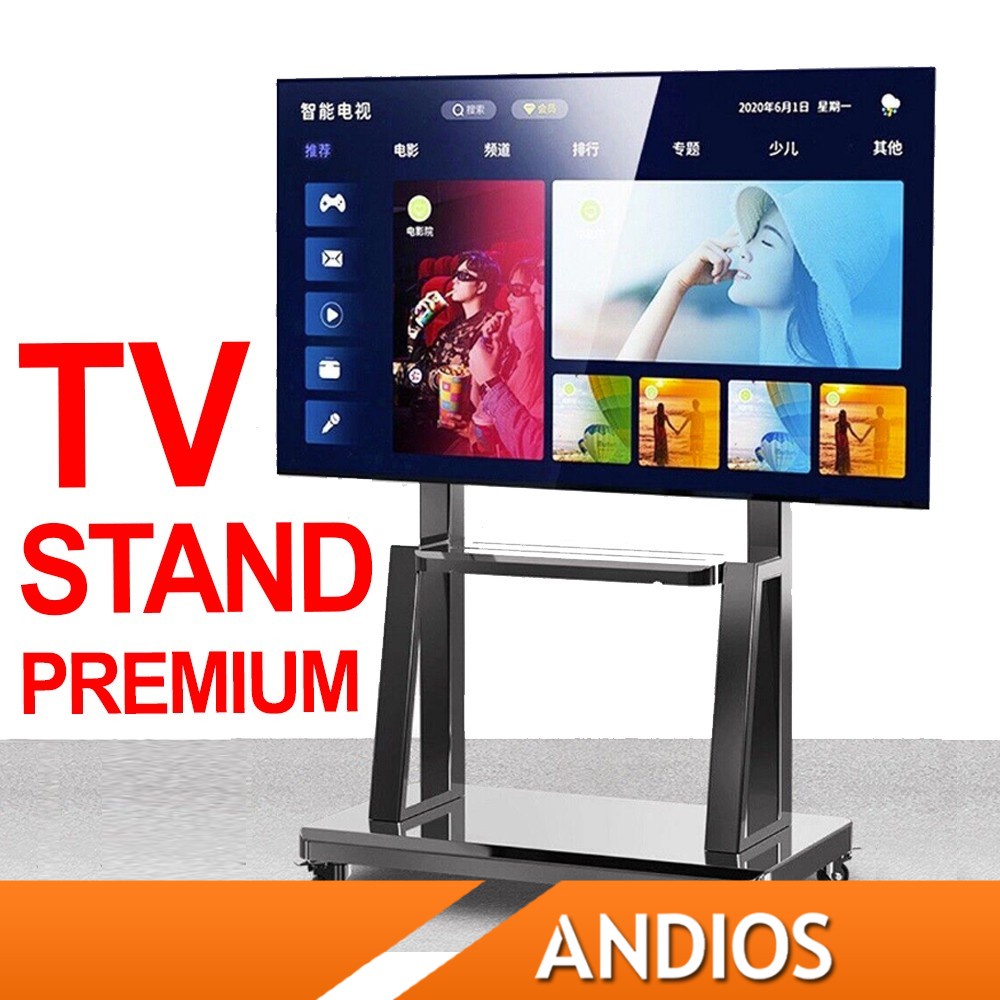 TV Stand Rack Troli Roda 32 70inch Flat Screen LED LCD Kaki Bracket