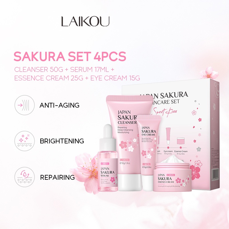 LAIKOU Sakura Seife – 3 Stück à 70g Mit Schaumnetz – Feuchtigkeitsspendende Duschseife Für Gesicht & Körper