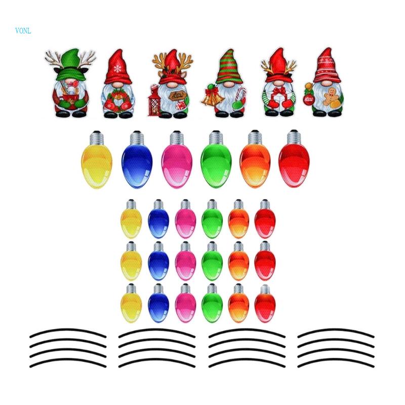 Vonl Christmas Car Sticker Light Bulb Dwarf Reflective