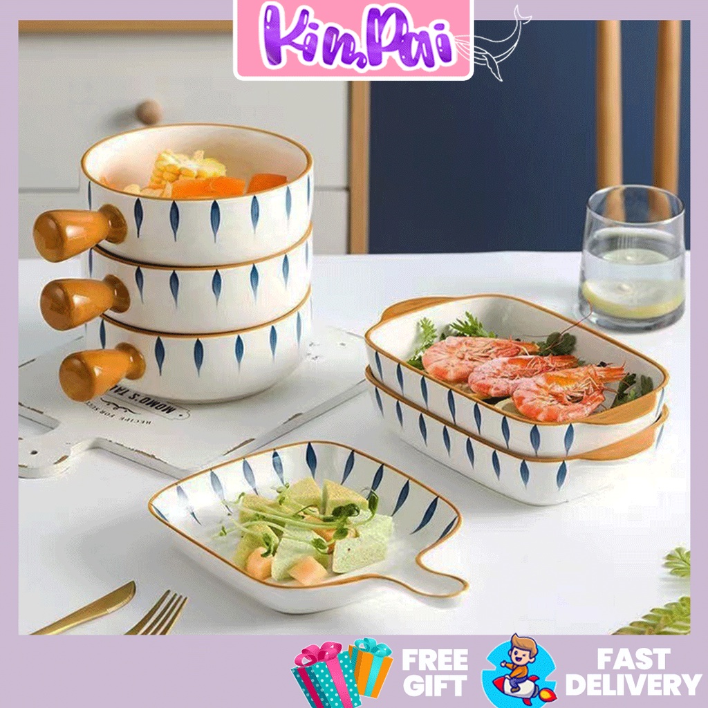 Pinggan Mangkuk Pot Pan Peach Nordic Style Bowl Microwave Oven Safe