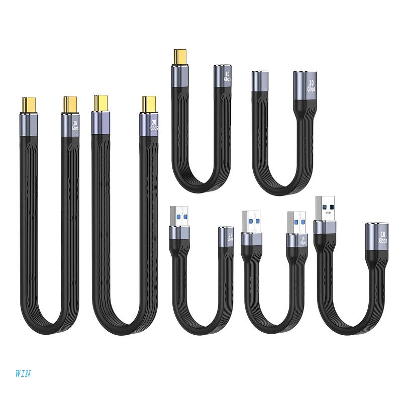 WIN Short USB C Cable USB C to USB C Flexible Cable Support 3,10/20Gbps