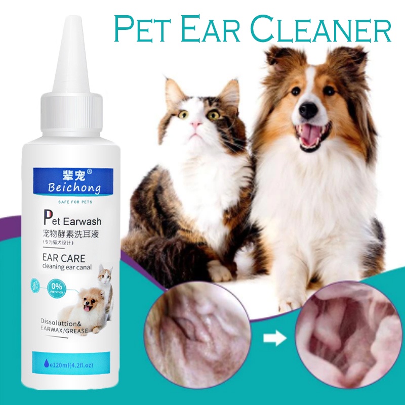 120ml Pet Ear Cleaner Ear Drop Cat Dog Mites Odor Removal Infection ...