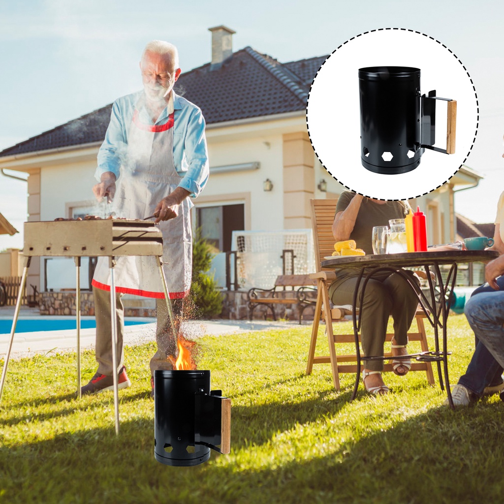 Outdoor Grills Charcoal Chimney Cooking Can Bbq Briquette Canister