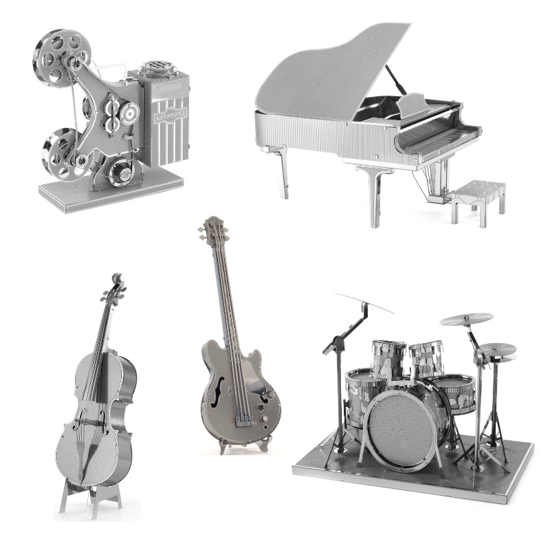 3D Metal Jigsaw Musical Instrument Master Guitar Bass Piano Rack Drum ...