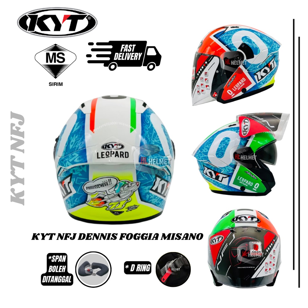KYT NFJ HELMET DOUBLE VISOR ( KYT HELMET NFJ DENNIS FOGGIA MISANO