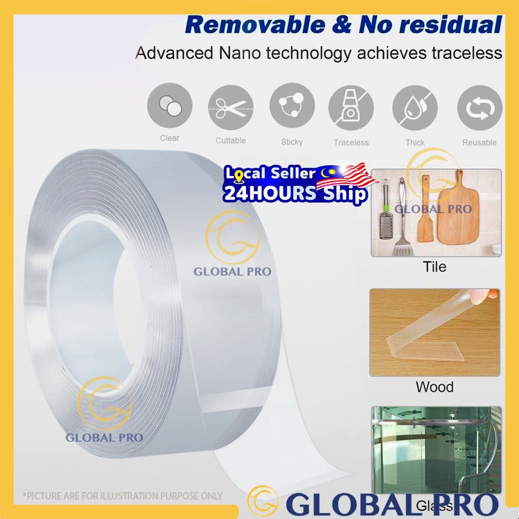 Double Sided Tape Heavy Duty Clear Nano Tape Mounting Tape Multipurpose