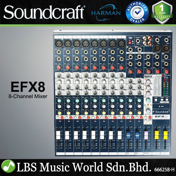 Soundcraft EFX8 8 Channel Audio Mixer With Built In Lexicon Effects ...