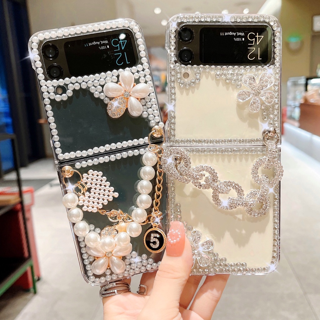 Luxury Flip Casing Samsung Z Flip4 Z Flip3 With Chain Elegant ...