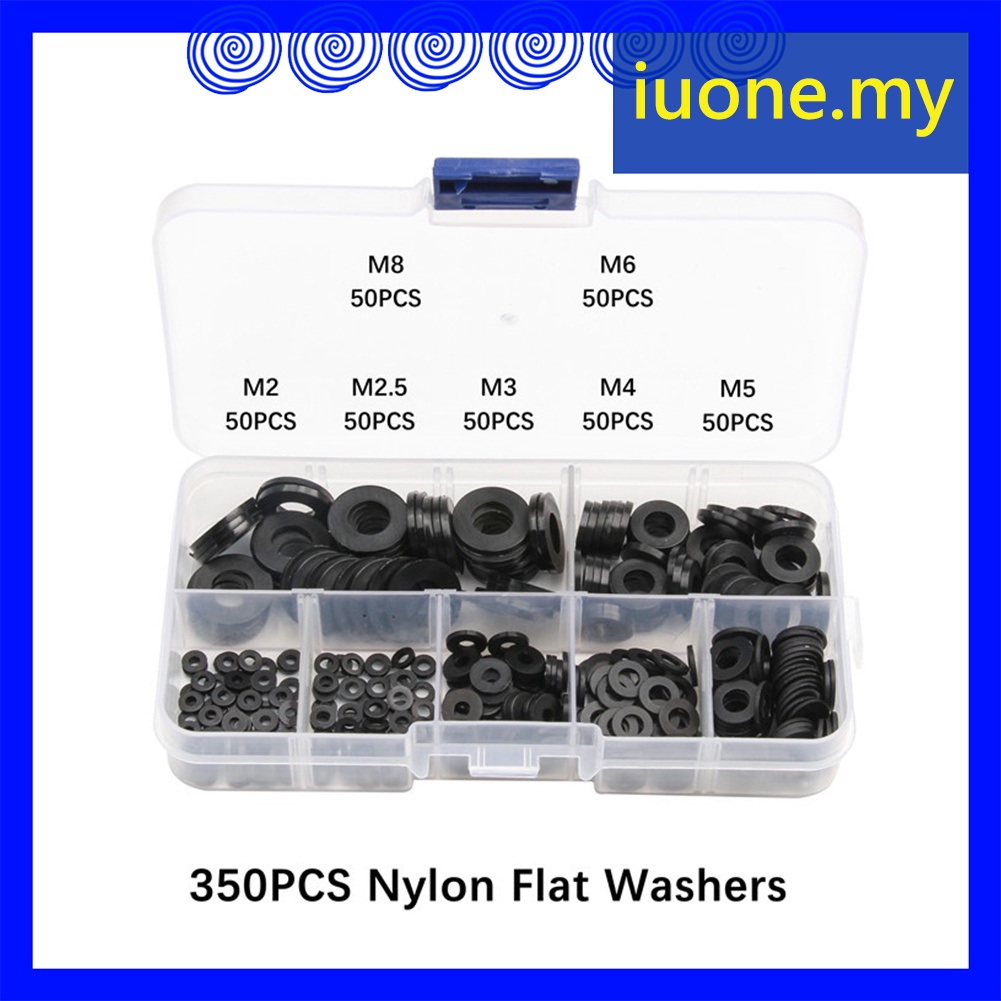 350/500pcs Nylon Plastic Insulation Washers M2 M2.5 M3 M4 M5 M6 M8 Black Nylon Spacers Seals