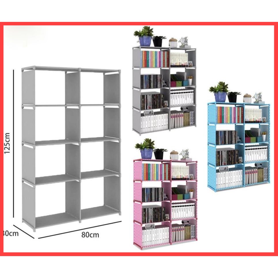 Rak Buku 8 Kolum 8 Cube Storage Bookshelf Korean DIY 5 Tiers 8 Columns