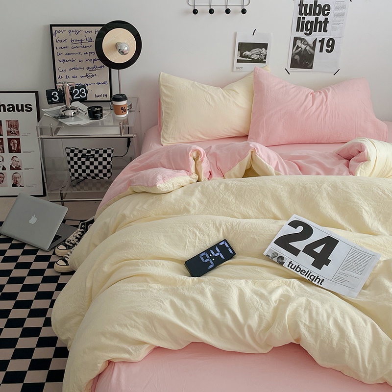Multicolor IN Macaron Color Super Soft Bed Sheet Set Plain