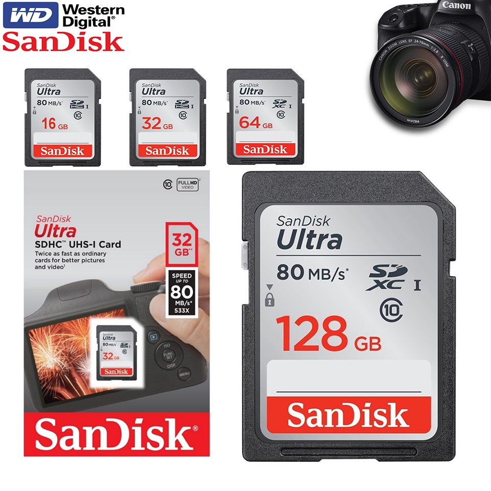 original Ultra 16GB 32GB 64GB 128GB SD Memory Card For DSLR/Camera