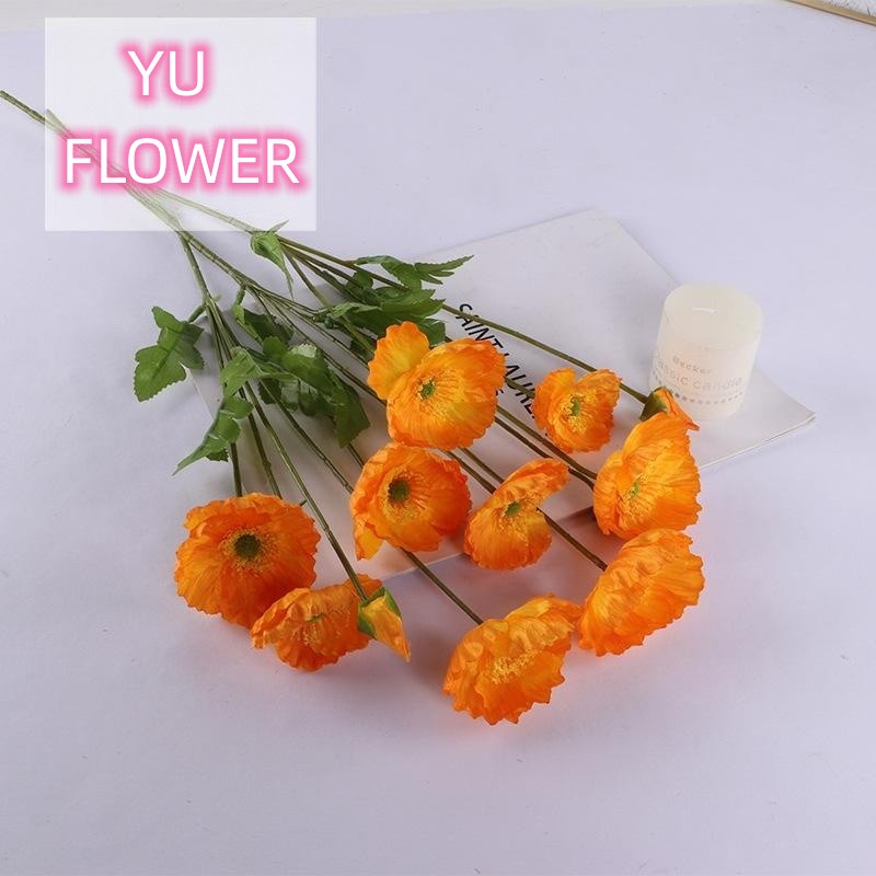 Poppies 4 silk flowers artificial flowers poppies hotel furniture soft