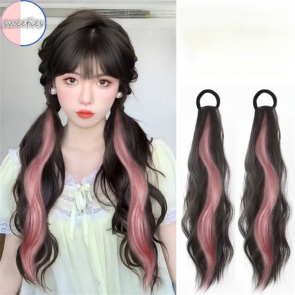 45cm/50CM Y2K Hotties Highlight dye Pink long Curly puffy Double