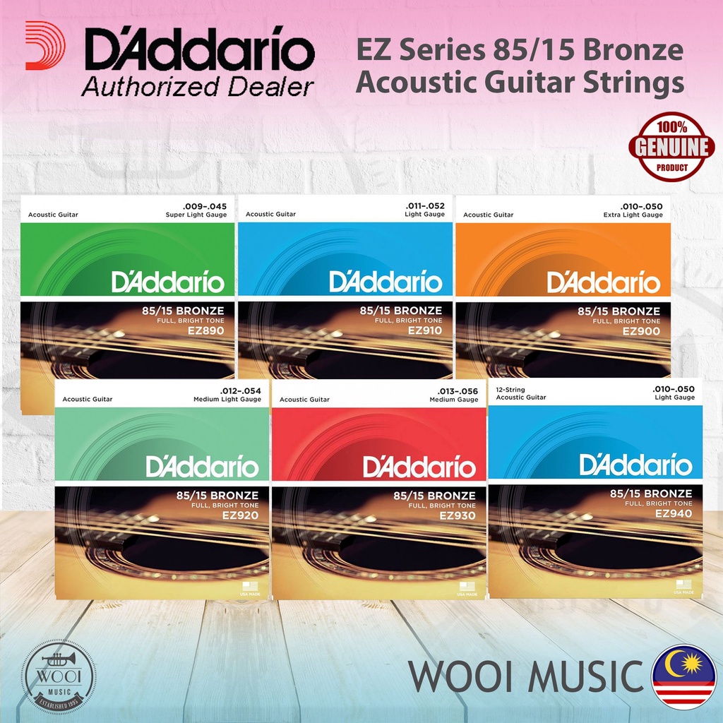 Daddario American Bronze 85/15 Acoustic Guitar Strings EZ890, EZ900