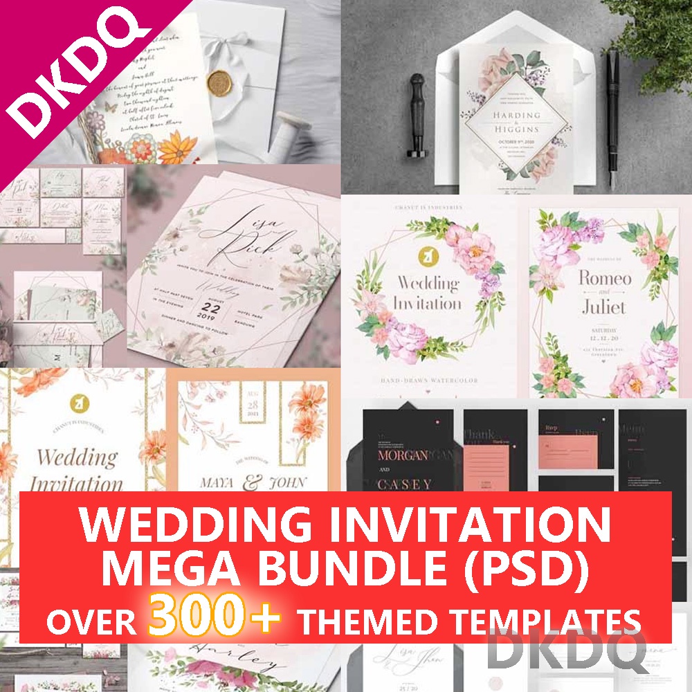 300+ Wedding Invitation Templates Mega Bundle ATHENA0165 PSD