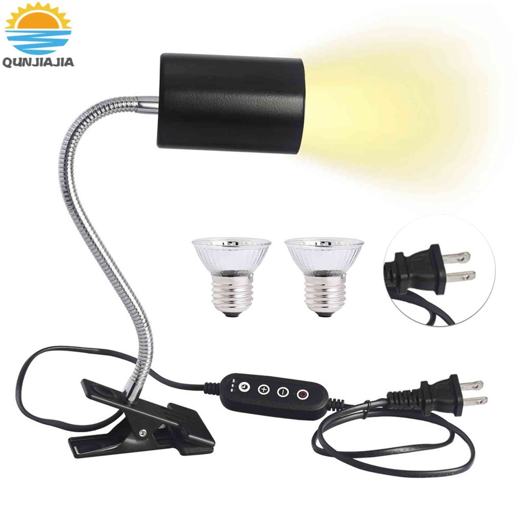 Reptile Heat Lamps UVA UVB Grow Light Fixture Holder Clamp with 25/50W