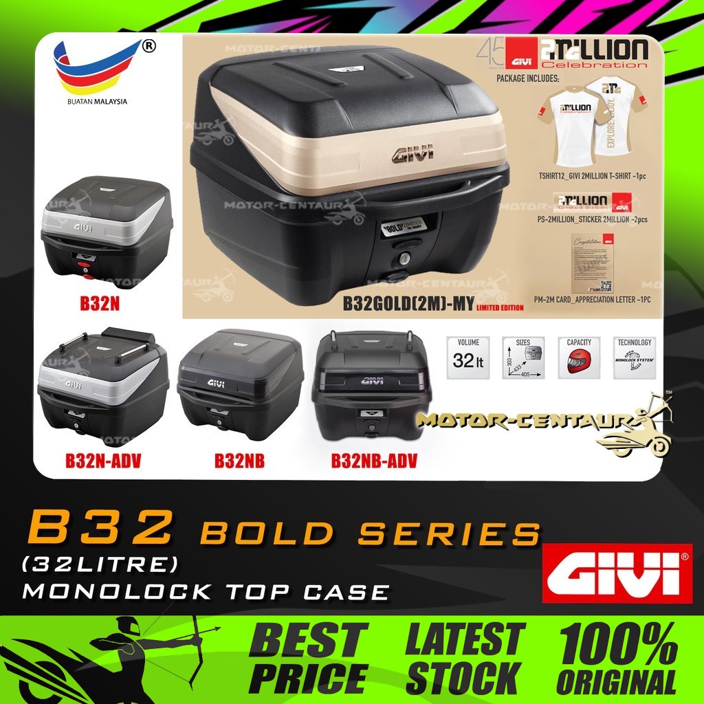 KOTAK/BOX GIVI MONOLOCK TOP CASE BOLD B32,B32N,B32NB,B32N-ADV