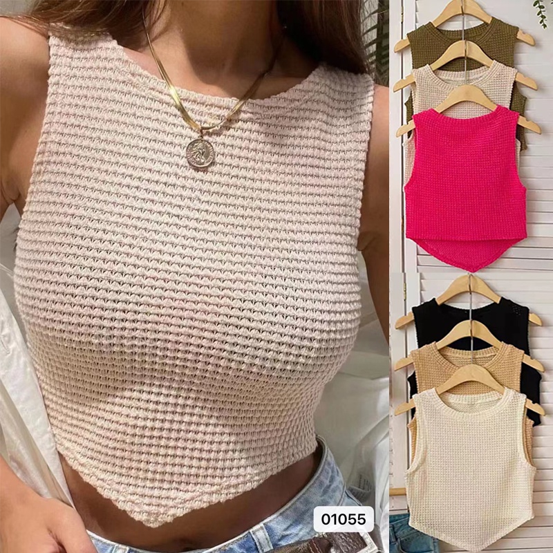 Women's Knitted Vest Round Neck Camisole Irregular Vest 6 Colors Girl's
