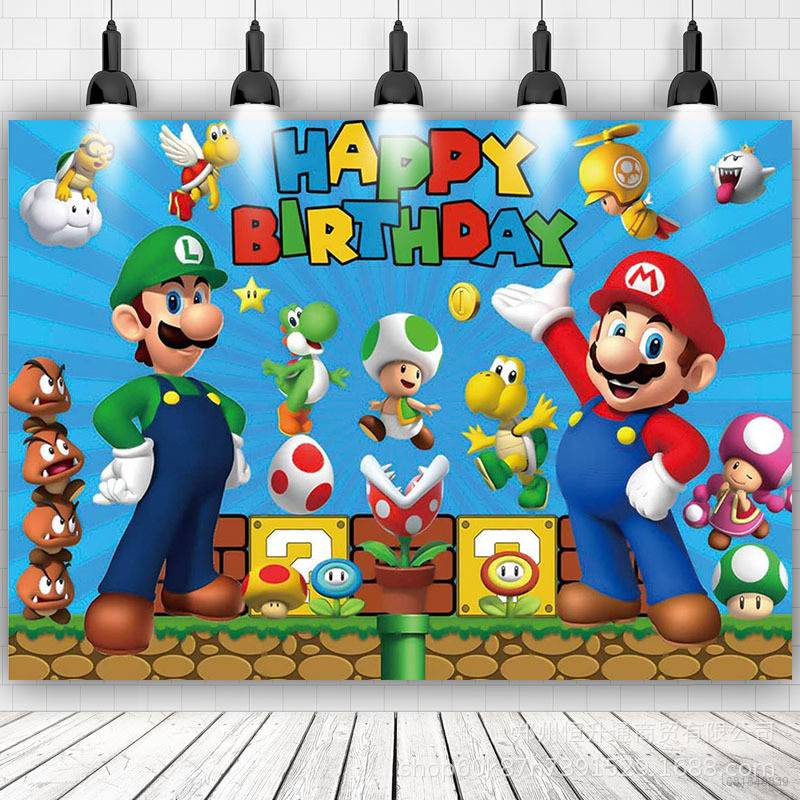 YB2 Super Mario Birthday backdrop banner party decoration photo ...