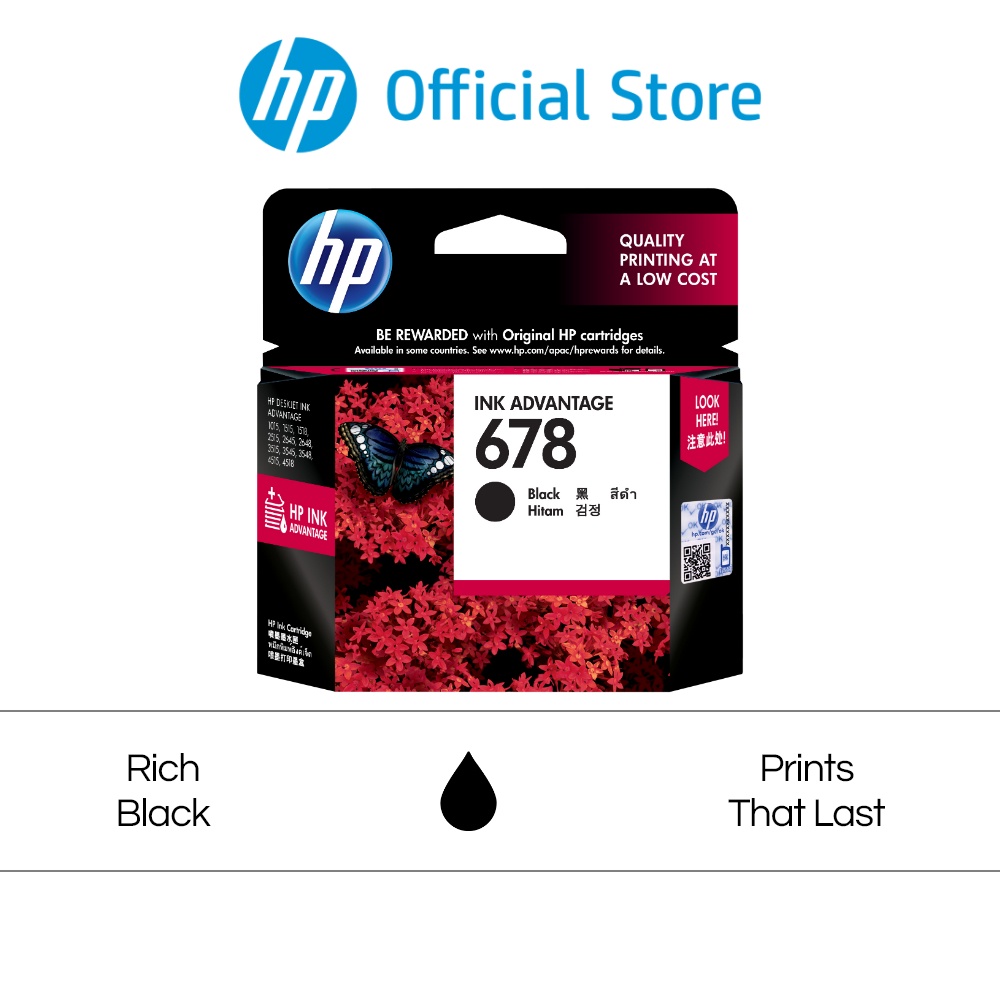 HP 678 Single Pack Black Original Ink Advantage Cartridge HP