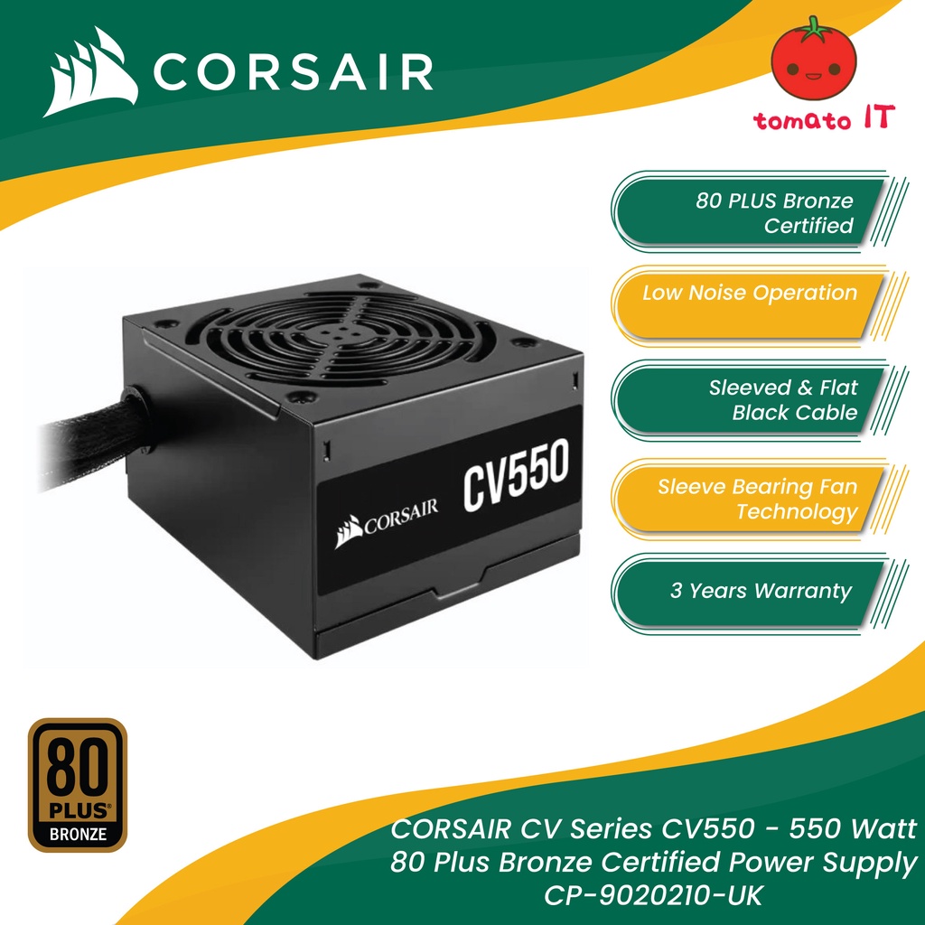 CORSAIR CV Series CV550 - 550 Watt 80 Plus Bronze Certified Power ...