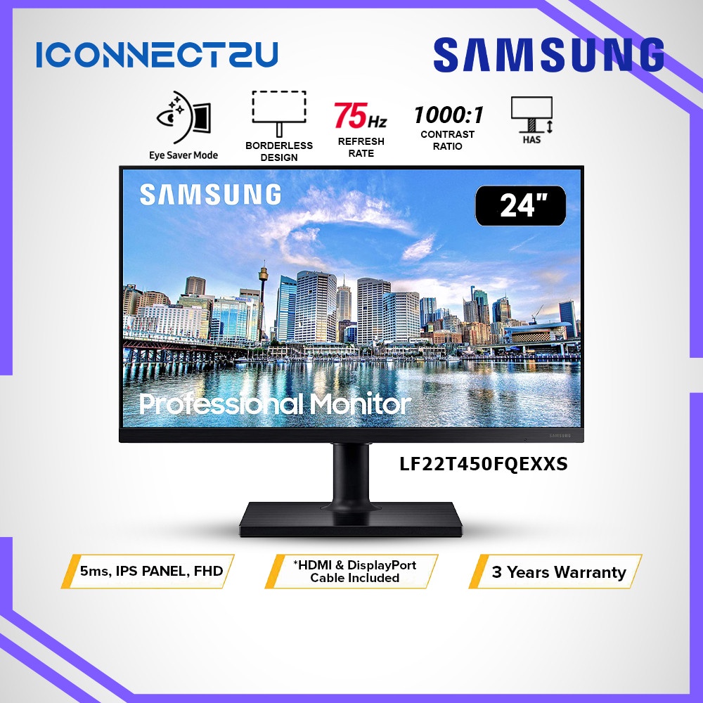 Samsung 24" LF24T450FQEXXS 5ms 75Hz IPS Freesync Professional Monitor ...