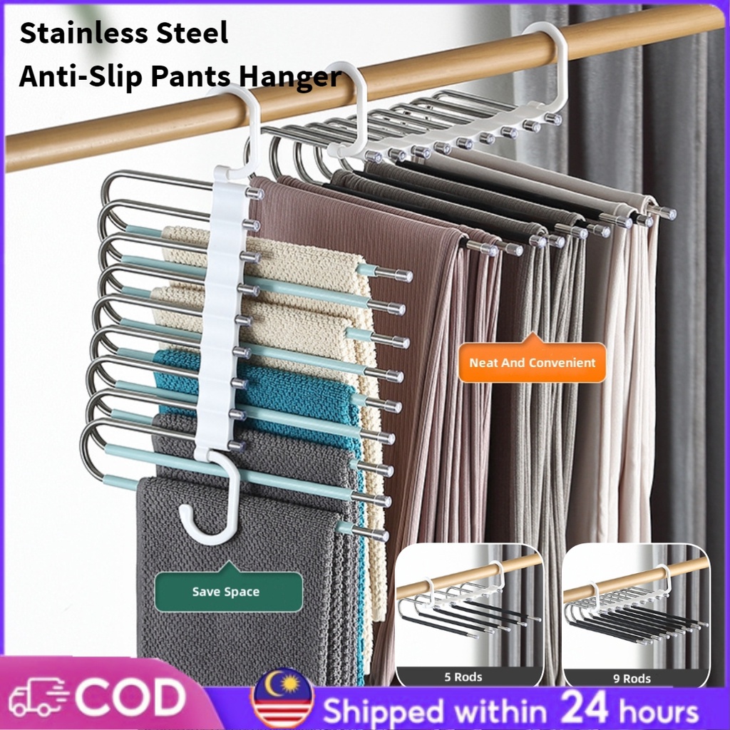 Stainless Steel Nonslip Pants Rack 5/9 Tier Magic Hanger