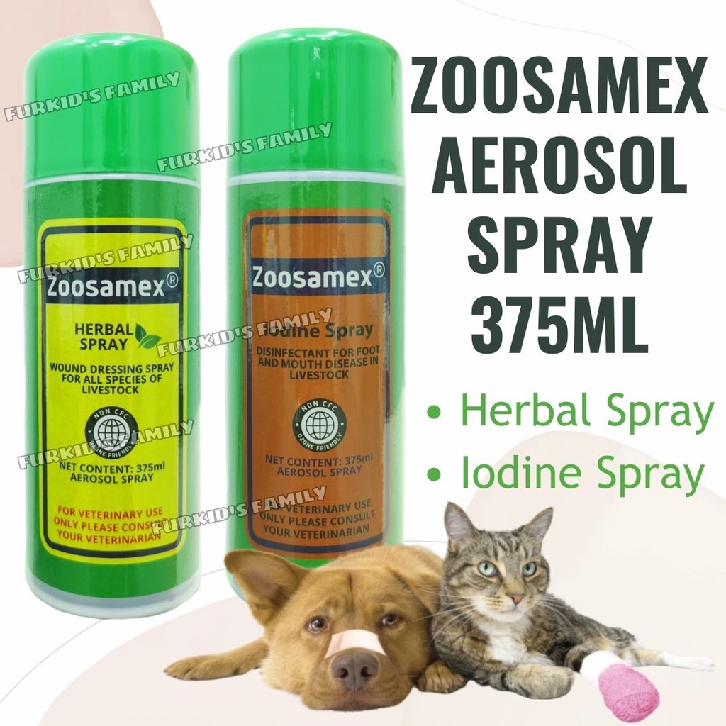 Zoosamex Aerosol Spray Hebal Spray / Iodine Spray Wound Dressing For