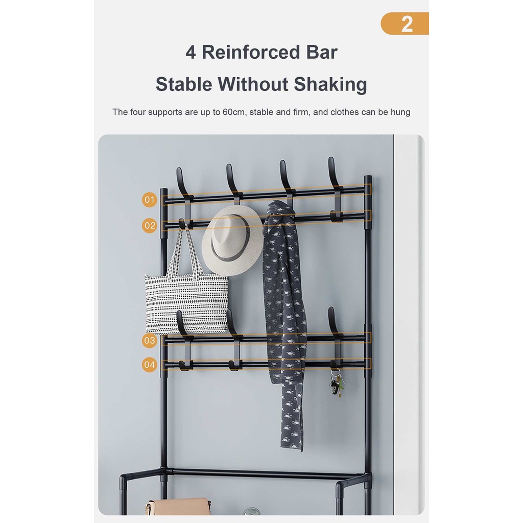 3in1 Multifunctional Coat Rack Storage Shelf Shoes Racks Cabinet Space ...