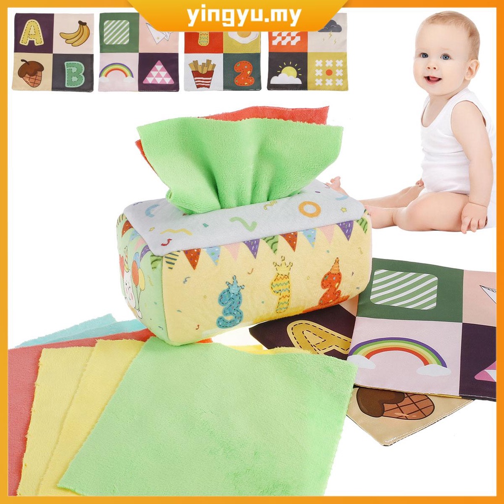 Baby Tissue Box Toy Sensory Crinkle Tissue Box Magic Tissue Box for