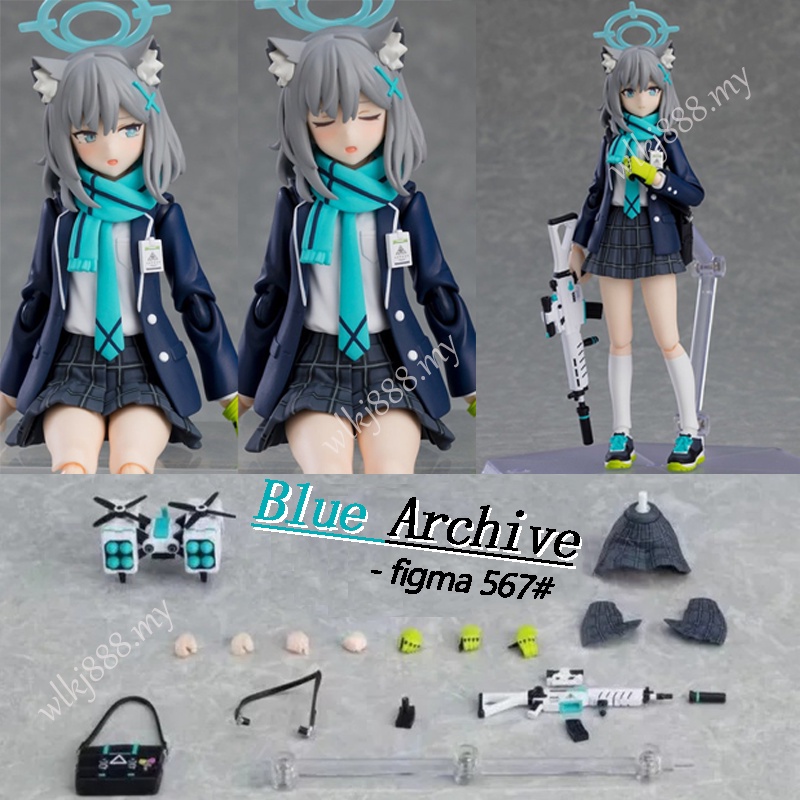 Figma Blue Archive Action Figure 567 Shiroko Sunaookami Change Face ...