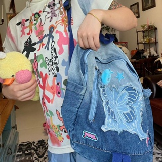 Denim Shoulder Bags For Women 2022 Student Messenger Bag Y2K Jeans