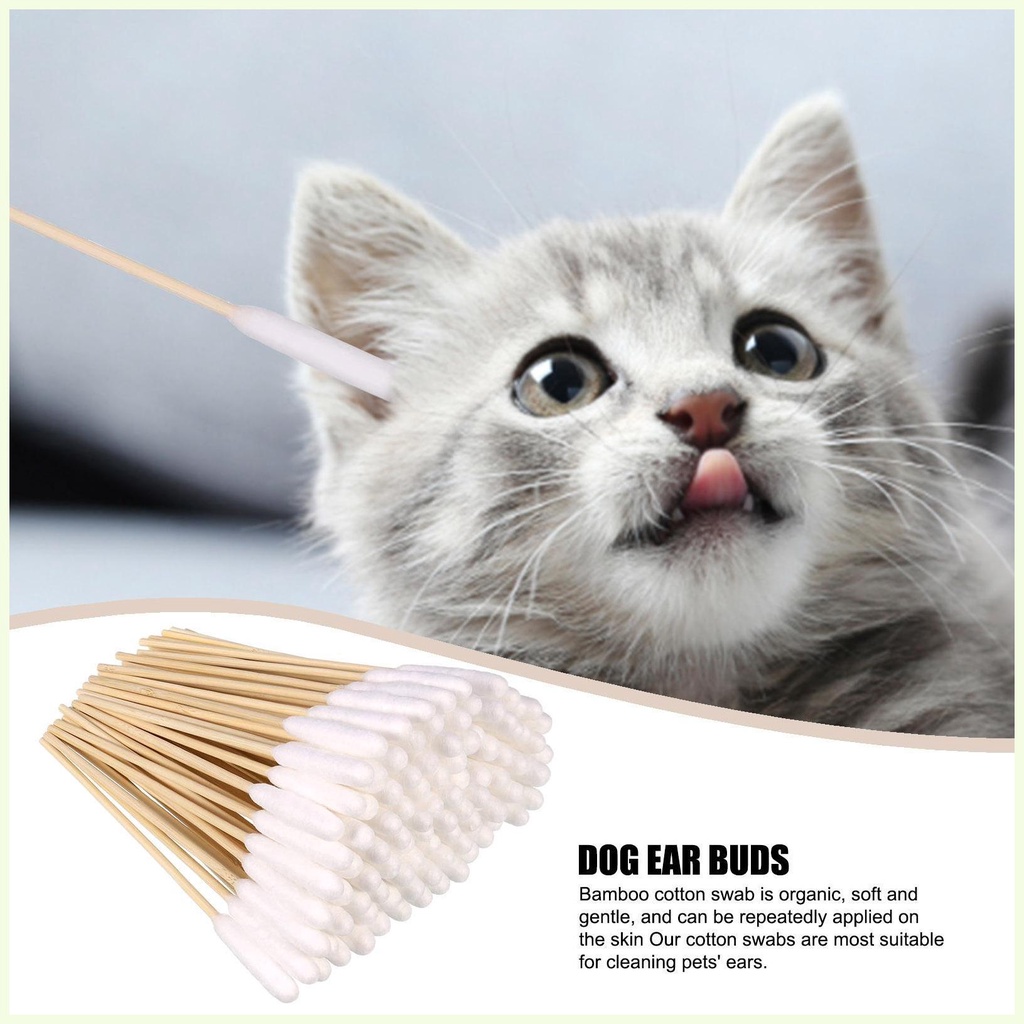 Dog Ear Swabs 100 Pcs Long Ear Dog Cleaner Cotton Swab Sticks with Wood