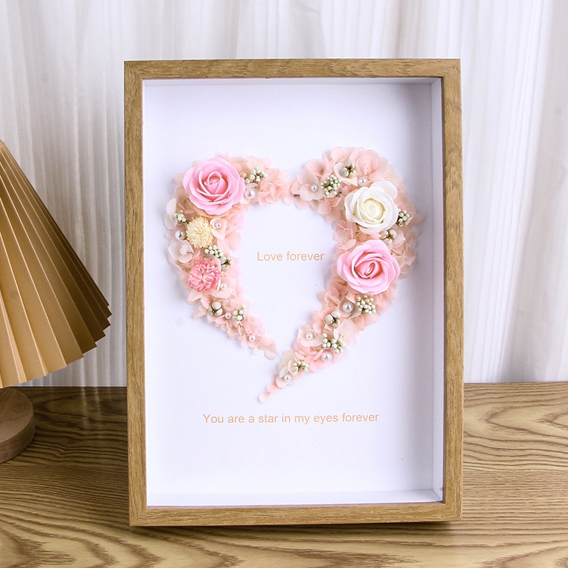 3D Hollow Frame Wood Flower Photo Frame Box Mas Kahwin Duit Hantaran ...