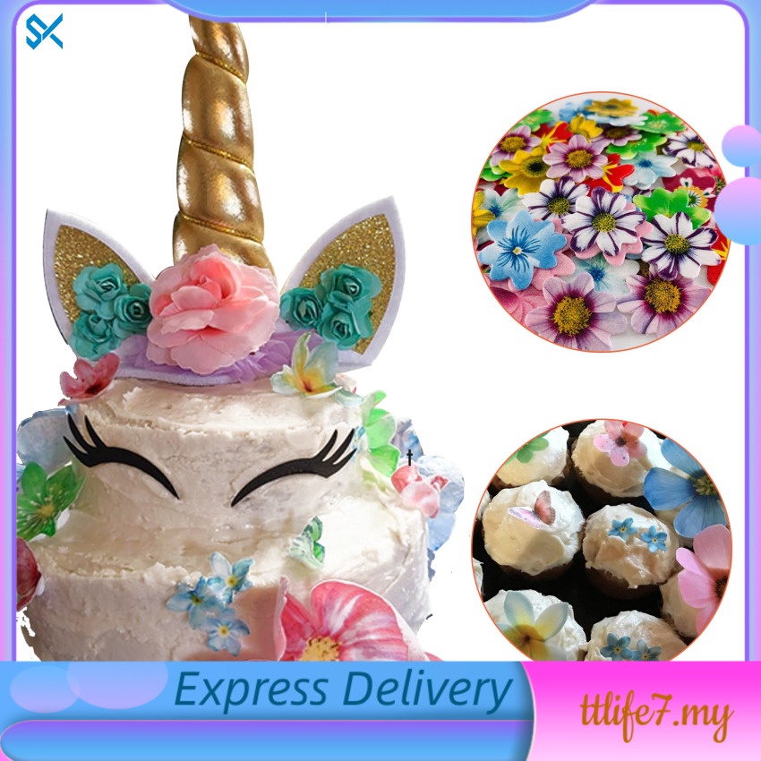 Edible Flowers Cake Toppers 120pcs (Mix 10 Colur) for Happy Birthday