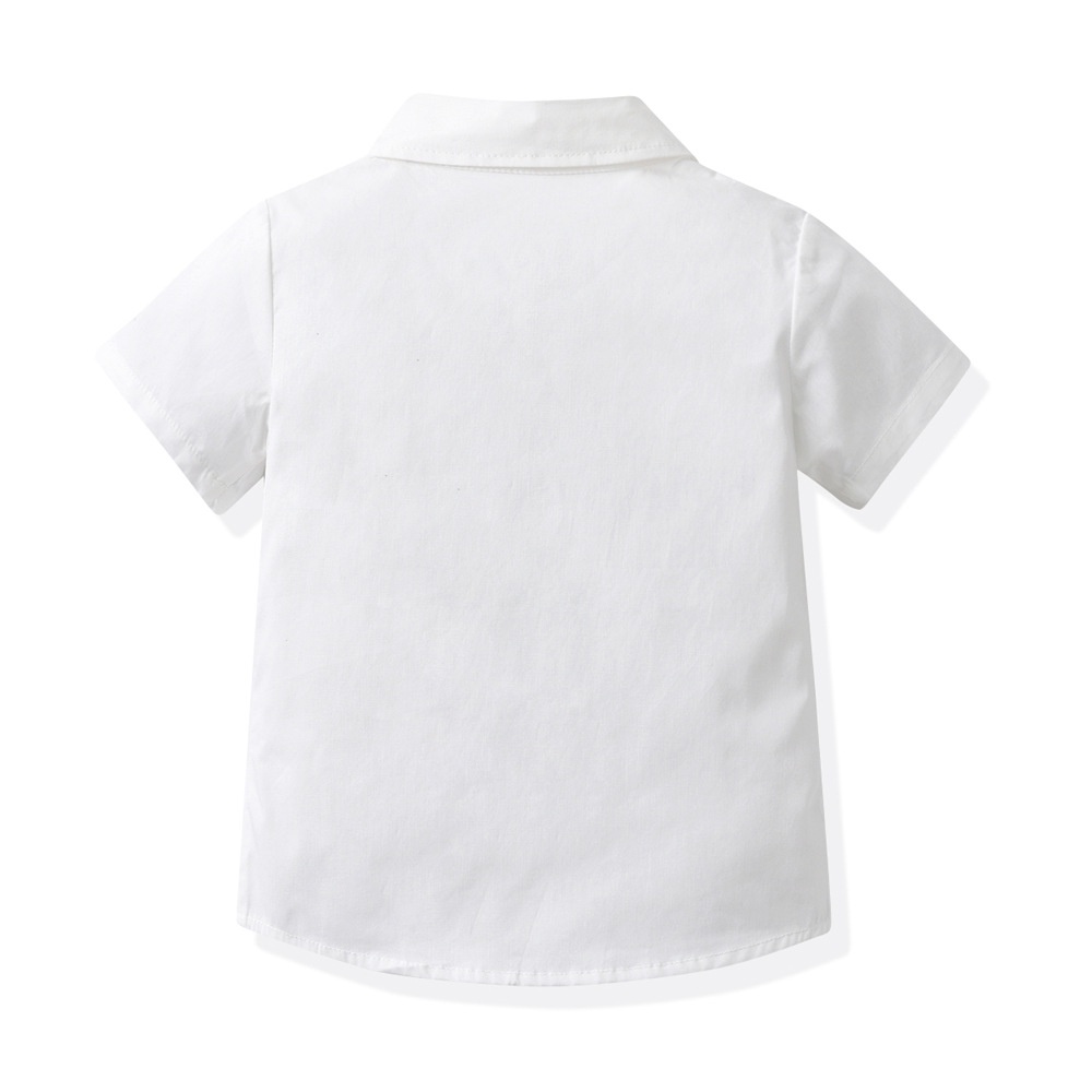 Baby Boy Ootd White Shirt Khaki Shorts Clothes for Kids Boy Formal ...