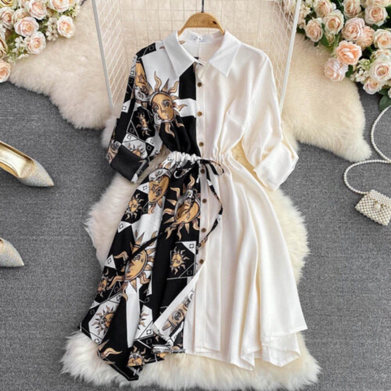 korean irregular shirt dress Women Korean Style Irregular Shirt Dress  Qararli
